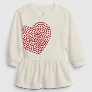 Gap Girls Toddler Peplum Sweatshirt Dress Ivory Frost Beige